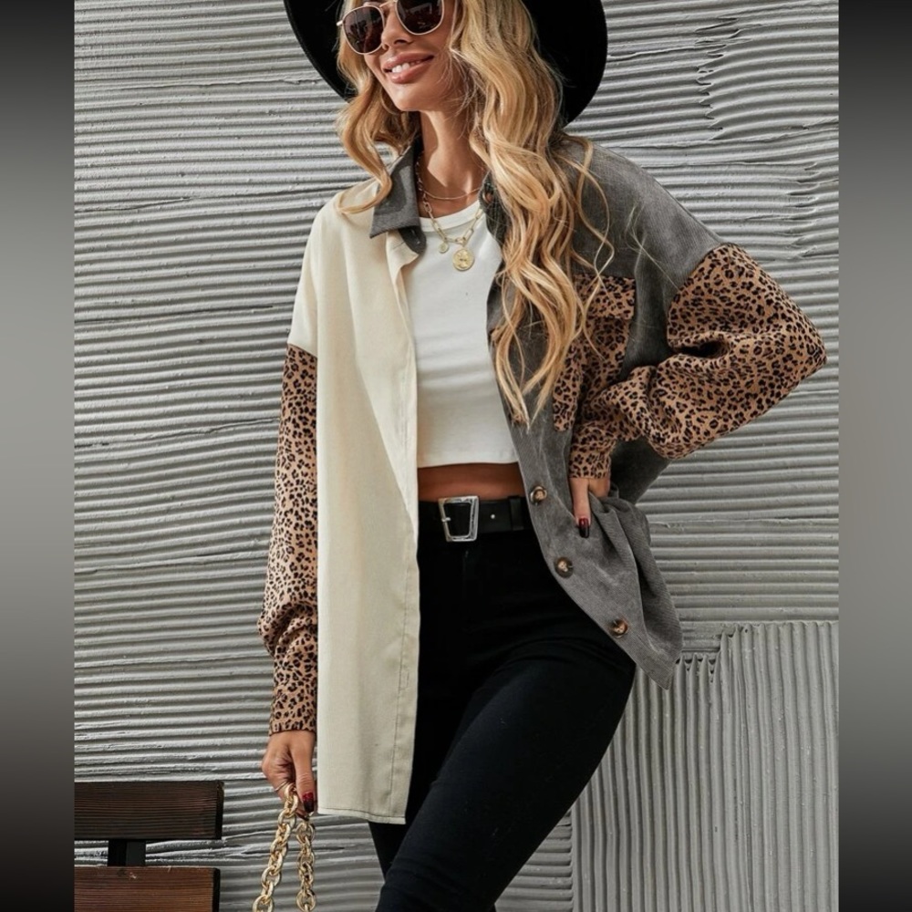 Leopard Corduroy Top